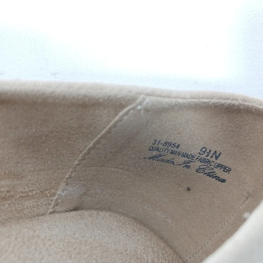 Easy Street Womens Espadrille Wedge Sandals Champagne Gold Peep Toe 31-8954 9.5N